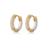 Medium Double-Sided Silver Joy Hoop, Yellow Gold Plating, Natural White Topaz + Give Magic Gift